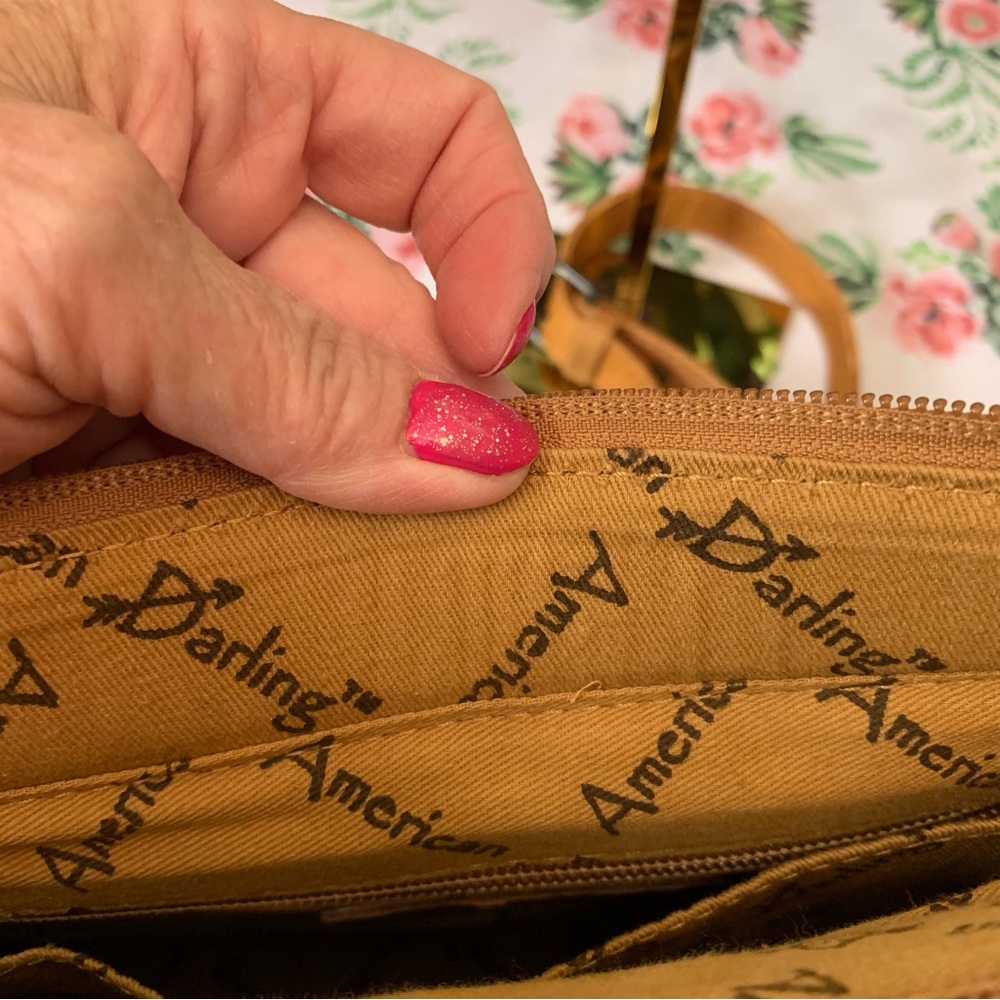 🌟Price Drop🌟❤️American Darling Tan Leather & Tooling Fringed Shoulder Bag - Picture 14 of 14